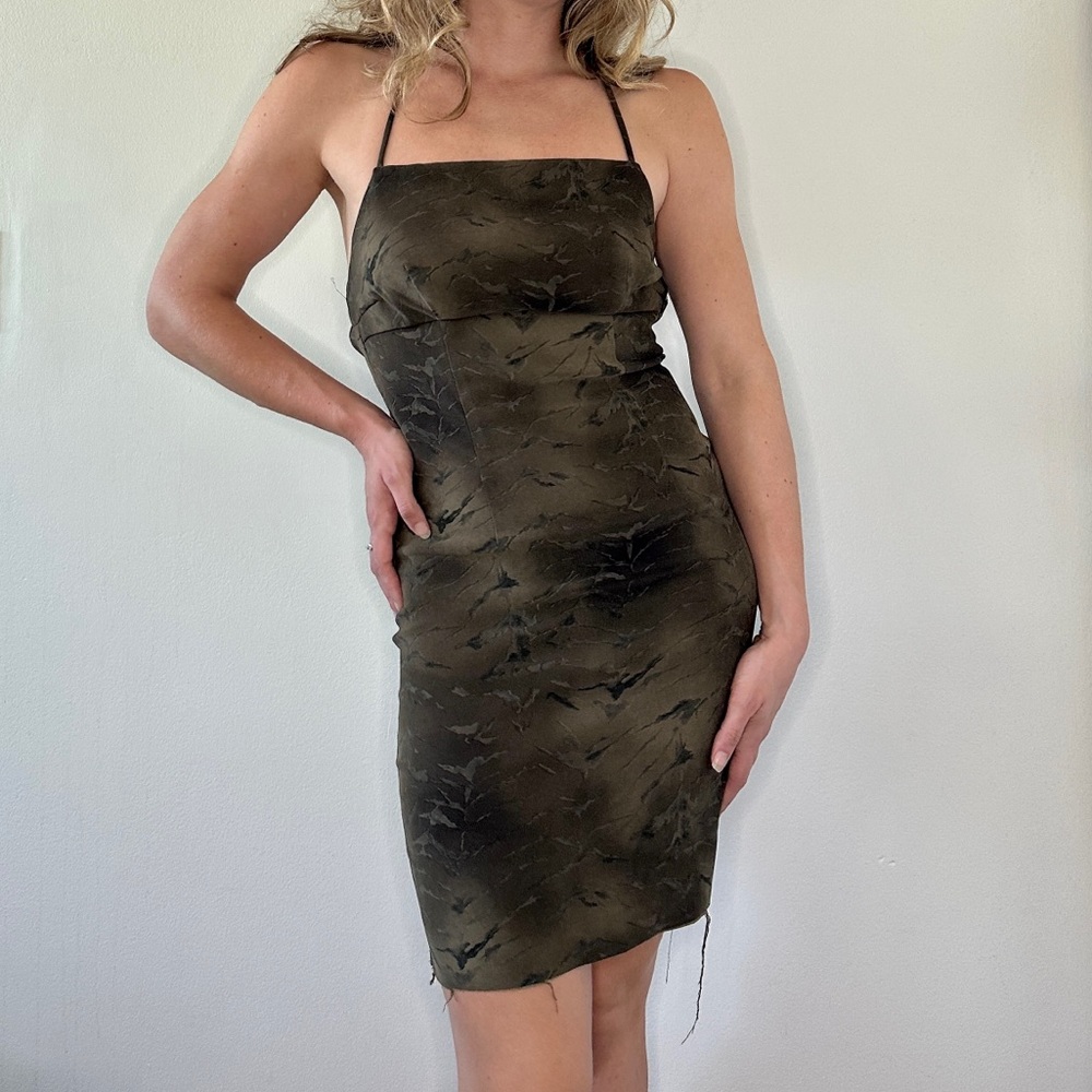 STRAPY FOREST GREEN MINI DRESS